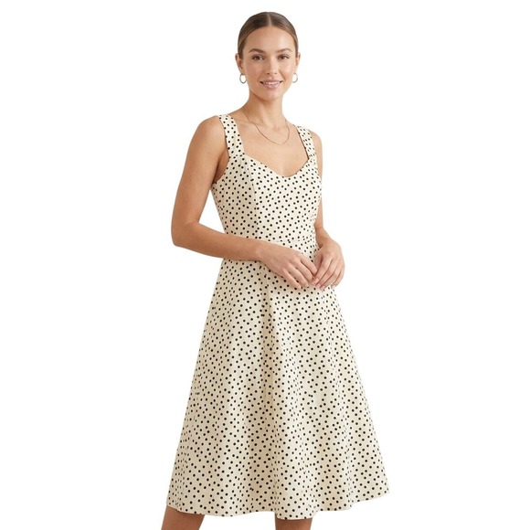Rachel Zoe Dresses & Skirts - RACHEL ZOE Polka Dot Smocked Midi Dress Women Size 14 Black Cream NWOT $150